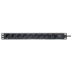 Блок розеток PDU TERACOM PRO 19" 1U 10А/250В 9 розеток Schuko шнур питания длиной 2 метра сечение 3x1,5 мм2 вилка C14 корпус пластик черный EKF