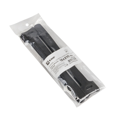 Хомут-липучка 15х210 мм черный (20 шт) PROxima EKF