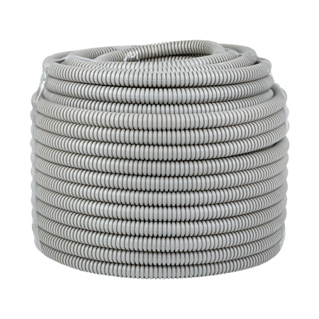 Труба гофр, ПВХ с протяжкой d16 мм (50 м) серая EKF-Plast