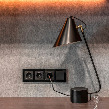 Встраиваемые механизмы Розетка СУ 1 мест.(земля.шторки) 16А черный матовый IP44 Werkel