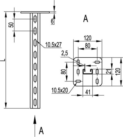 Вертикальный подвес одиночный 41х21, L1000 DKC