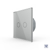 Сенсорный радиоуправляемый выключатель 2 клавиши 1 пост Серый Livolo