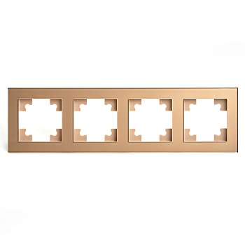 Рамка 4-местная, стекло, STEKKER GFR00-7004-08, серия Катрин, золото