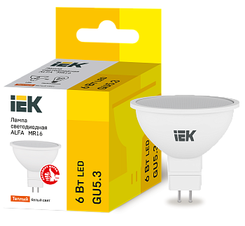 Лампа светодиодная ALFA MR16 софит 6Вт 230В 3000К GU5,3 IEK