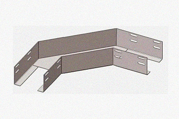 Лоток угловой перфорированный КГ 200х80-90 УТ1,5 поворот на 90, оцинкованный лист S1,5