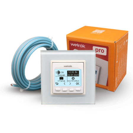 Терморегулятор Welrok PRO для рамки LIVOLO с электронным управлением, датчик воздуха, датчик пола 3 м, цвет белый