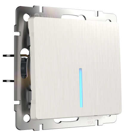 Встраиваемые механизмы Выключатель СУ 1 кл. с подсветкой 10А перламутр рифленый IP20 Werkel