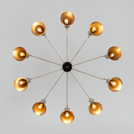 Люстра в стиле лофт 10*E14 60Вт латунь, черный IP20 Glustin (316/10 латунь / черный) Bogate's