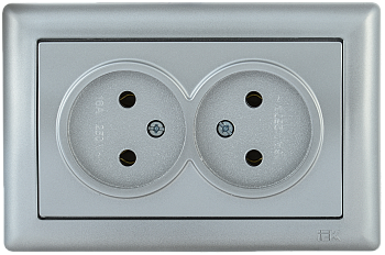 Розетка 2-местная РС20-1-0-БС без з/з 10А BOLERO серебряный IEK
