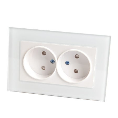 Розетка 2-местная б/з STEKKER GLS10-7013-01, 250В, 10А с защитной шторкой, серия Катрин, белый