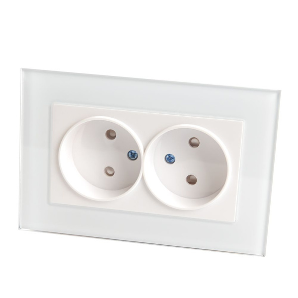 Розетка 2-местная б/з STEKKER GLS10-7013-01, 250В, 10А с защитной шторкой, серия Катрин, белый