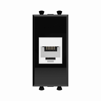 Телефонная розетка RJ-12 без шторки модульная, "Avanti", "Черный квадрат", 1 модуль DKC