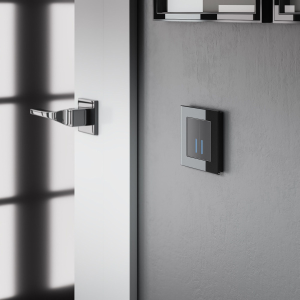 Сенсорный выключатель двухклавишный с подсветкой (черный) СУ IP20 Werkel