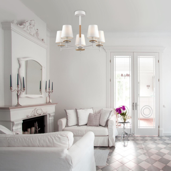 Люстра потолочная E14 5*40W 220V BETSY белый,дерево LUMION