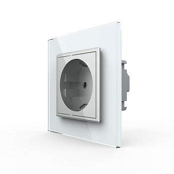 Розетка Livolo 1 пост Серая с белой рамкой VL-C7C1EU-15/11