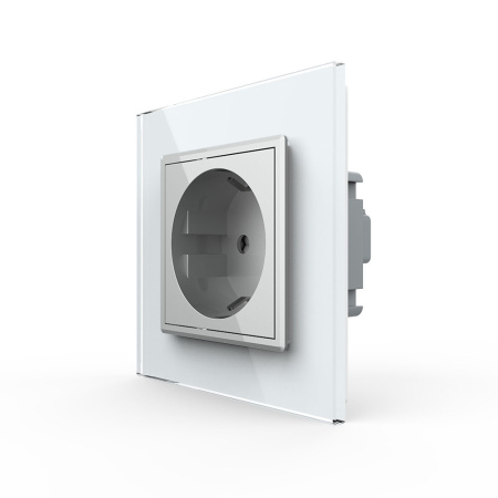 Розетка Livolo 1 пост Серая с белой рамкой VL-C7C1EU-15/11