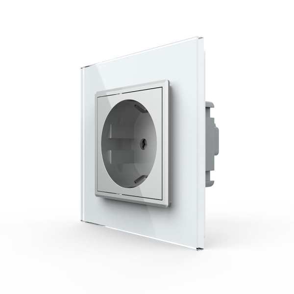 Розетка Livolo 1 пост Серая с белой рамкой VL-C7C1EU-15/11