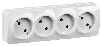 Розетка четырехместная ОУ РС24-2-ХБ без з/з 10А GLORY белый IEK