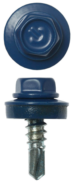 Саморезы СКМ кровельные, RAL 5005 синий насыщенный, для металлических конструкций, 19 х 5.5 мм, 2 500 шт, Профессионал ЗУБР