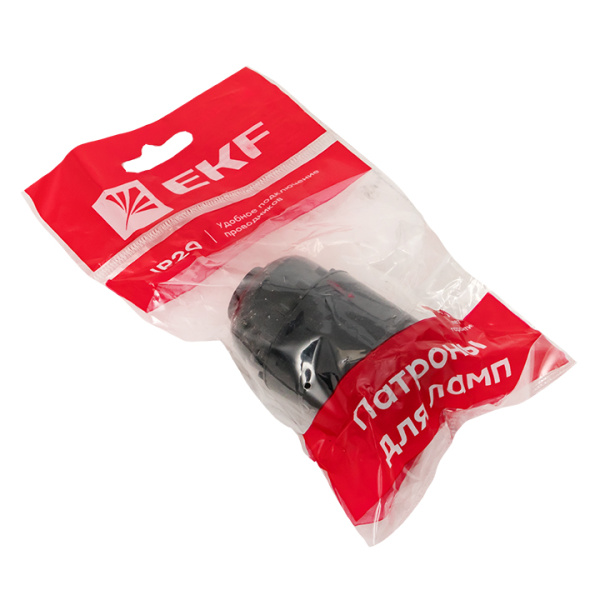 Патрон карболитовый подвесной Е27 черн, индивидуальный пакет EKF