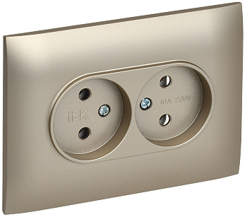 SKANDY Розетка 2-местная без заземления без защитных шторок 10А в сборе SK-R10Sh шампань IEK