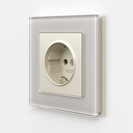 Встраиваемые механизмы Розетка СУ 1 мест. с зазем. 16А айвори матовый IP20 Werkel