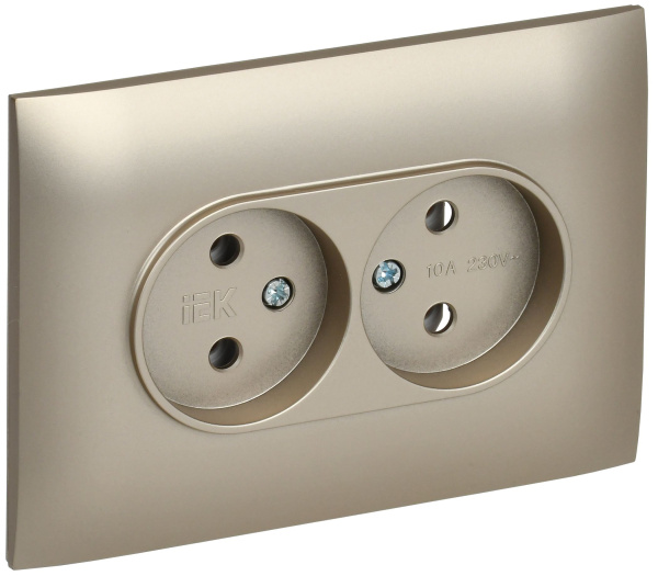 SKANDY Розетка 2-местная без заземления без защитных шторок 10А в сборе SK-R10Sh шампань IEK