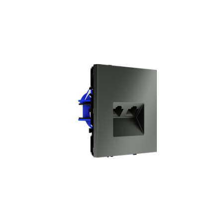 Розетка компьютерная встраиваемая Voltum S70 двойная RJ45+RJ45 КАТ.6, (титан)