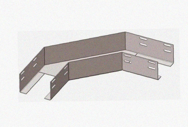 Лоток угловой замковый перфорированный КГЗ 200х50-90 УТ1,5 поворот на 90, оцинкованный лист S1,0