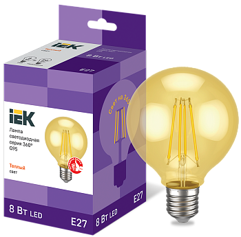 Лампа светодиодная G95 шар золото 8Вт 230В 2700К E27 серия 360° IEK