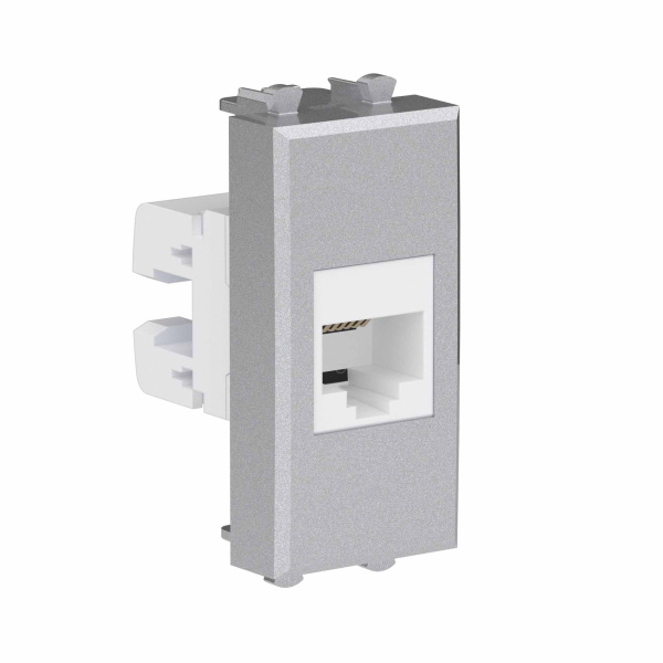 Телефонная розетка RJ-12 без шторки модульная, "Avanti", "Закаленная сталь", 1 модуль DKC