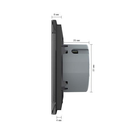 Сенсорный выключатель 3 клавиши (1-2), 2 поста Черный Livolo