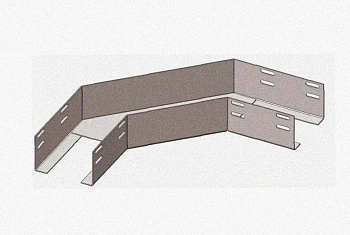 Лоток угловой перфорированный КГ 300х80-90 У3 поворот на 90, окрашенный, S1,5