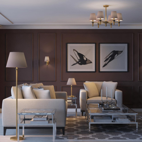 Торшер E14 1*40W 220V MONTANA античная латунь,бежевый LUMION