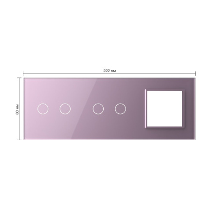 Панель для двух сенсорных выключателей и розетки, 4 клавиши (2+2), цвет розовый, стекло Livolo