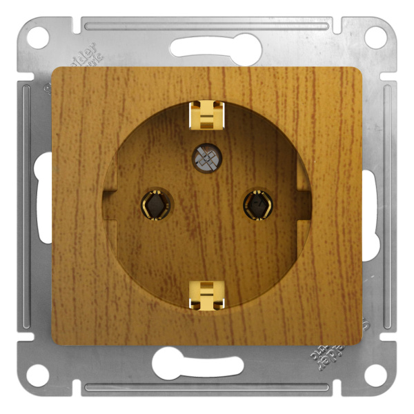 GLOSSA РОЗЕТКА с заземлением без шторок, 16А, механизм, ДУБ Systeme Electric