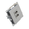 Розетка USB 2-местная (механизм), STEKKER GLS10-7115-03, 250B, 2,1А, серия Катрин, серебро
