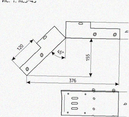 Лоток замковый перфорированный КСЗ 100х60-45 УХЛ1 для поворота трассы вниз на 45, горячее цинкование, S1,5