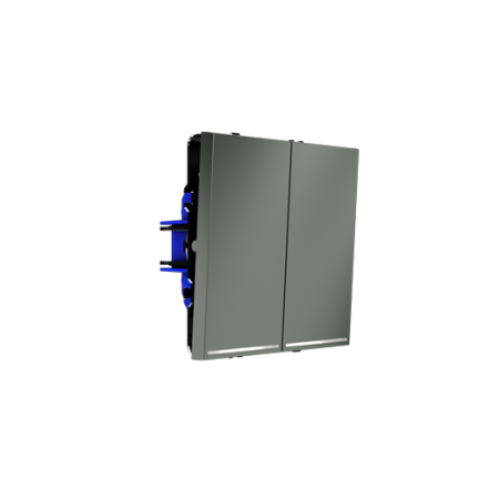 Выключатель встраиваемый Voltum S70 двухклавишный с подсветкой 10А, (титан)