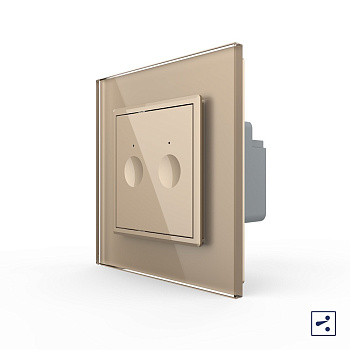 Двухклавишный проходной сенсорный выключатель Module, цвет золотой Livolo