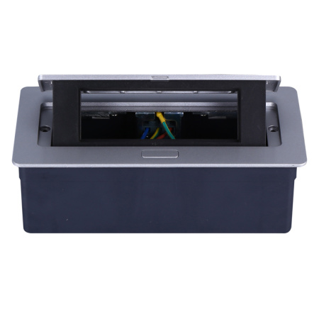 Donel Настольный встраиваемый выдвижной розеточный блок 6 мод. (3 мод. 45х45), алюминий