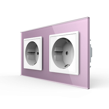 Розетка Livolo 2 поста Белая с розовой рамкой VL-C7C2EU-11/17