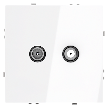 Розетка телевизионная встраиваемая Voltum S70 оконечная TV+SAT, (белый глянцевый)