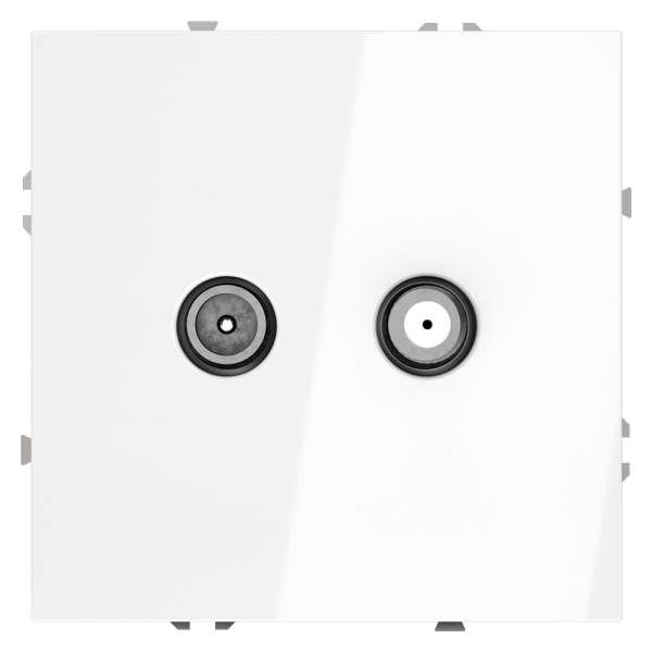 Розетка телевизионная встраиваемая Voltum S70 оконечная TV+SAT, (белый глянцевый)