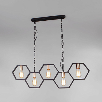 Подвесной светильник в стиле лофт 5*E27 60Вт золотой, черный IP20 Arnia (70117/5 черный) Eurosvet