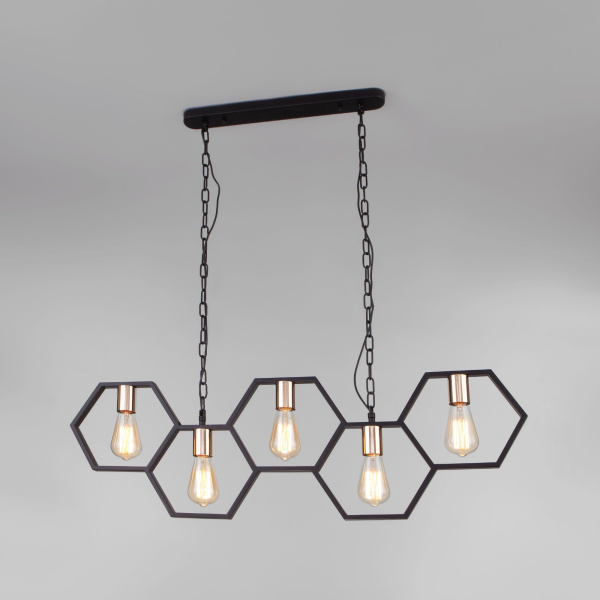 Подвесной светильник в стиле лофт 5*E27 60Вт золотой, черный IP20 Arnia (70117/5 черный) Eurosvet