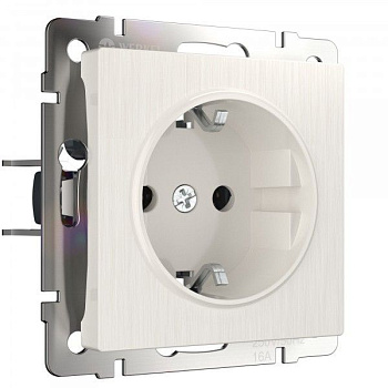 Встраиваемые механизмы Розетка СУ 1 мест. с зазем. и шторками 16А перламутр рифленый IP20 Werkel