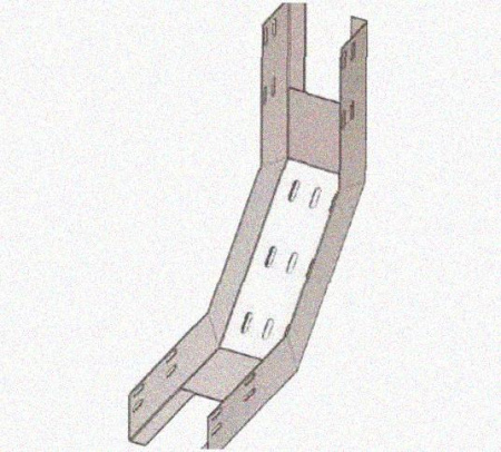 Лоток перфорированный КП 400х65-90 УХЛ2,5 для поворота трассы вверх на 90, оцинкованный лист S1,5