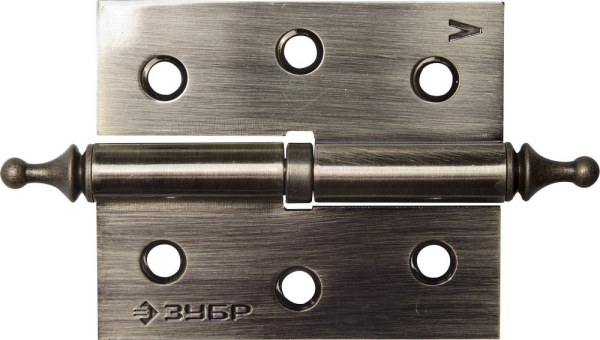 Петля дверная разъемная "ЭКСПЕРТ", 1 подшипник, цвет ст. латунь (AB), левая, с крепежом, 75х63х2,5мм, 2 шт ЗУБР