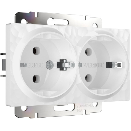Hammer Механизм розетки без лицевой панели СУ 2 мест. с зазем. 16А Белый IP20 Werkel